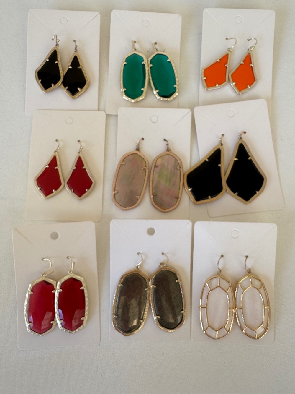 Kendra Scott Statement Drop Earrings Lot of 9 New Gold Tone